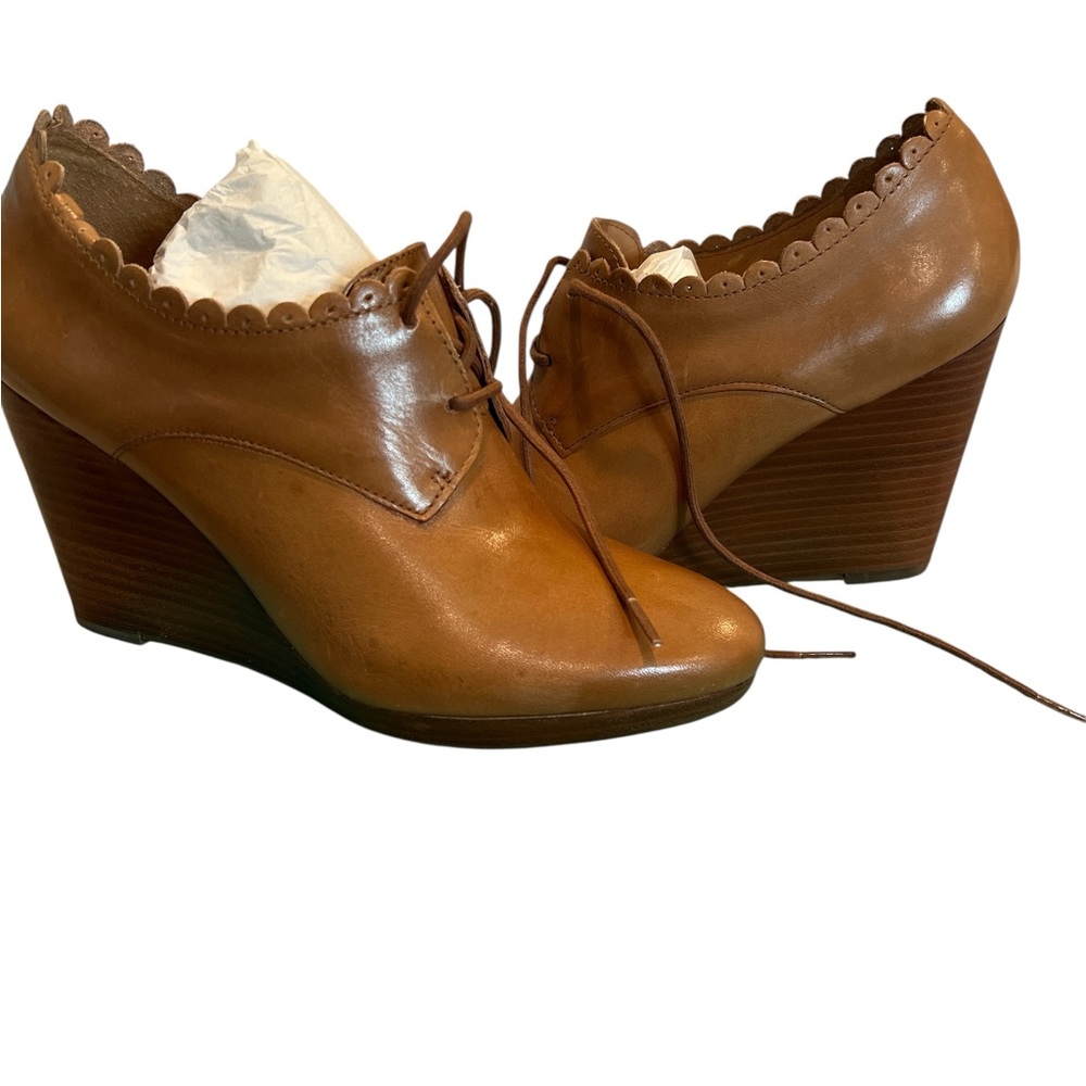 Jack Rogers Tan Lace-Up Wedge Shoes